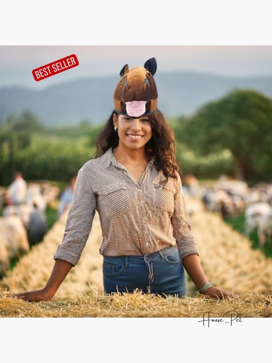 Plush Horse Head Hat Costume Accessory One Size main image 5